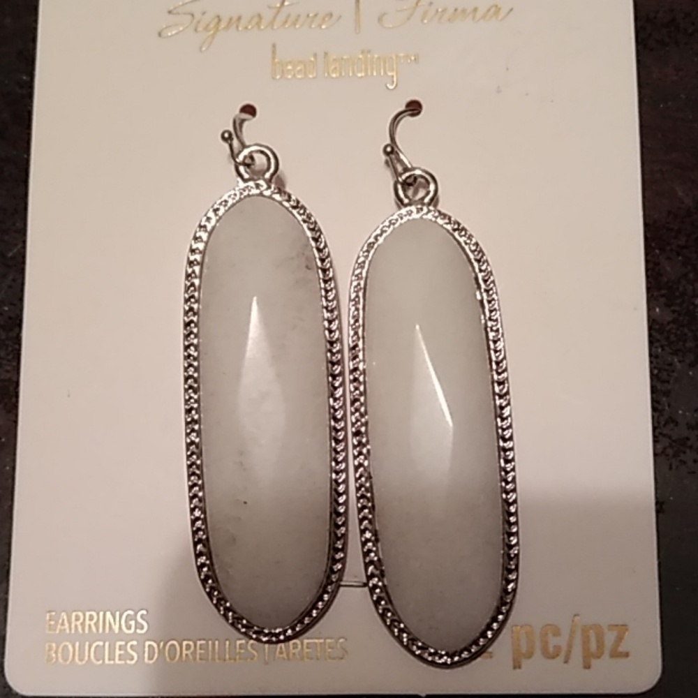 Sterling silver and white genuine stone earrings